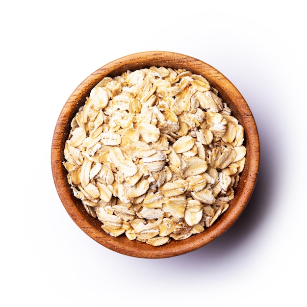 Oatmeal in a wooden bowl