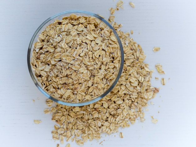 Oats in a bowl isolated