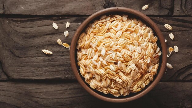 Oats on wooden table