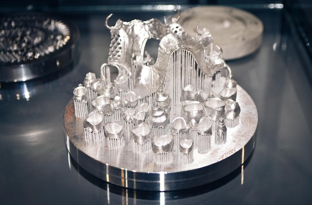 Object afgedrukt op metalen 3D-printer close-up