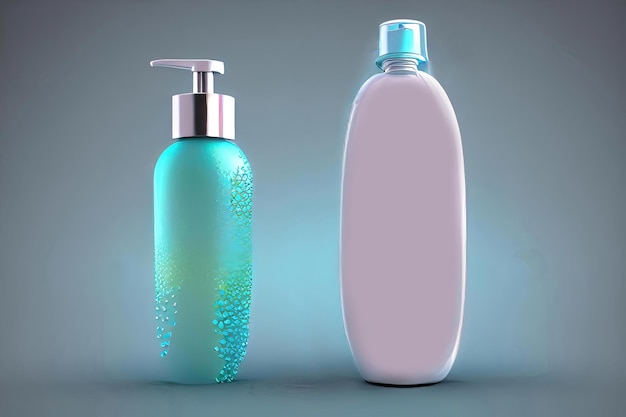 Object Mockup Set of Clean and Care Cosmetic Bottles