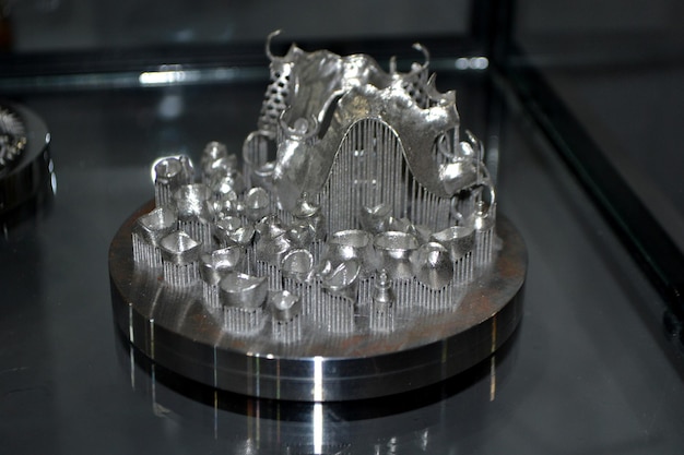 Object printed on metal 3d printer closeup