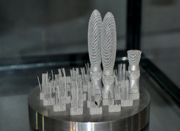 Object printed on metal 3d printer closeup