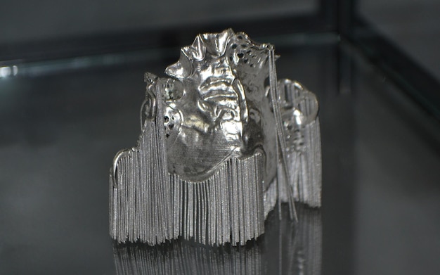 Object printed on metal 3d printer closeup