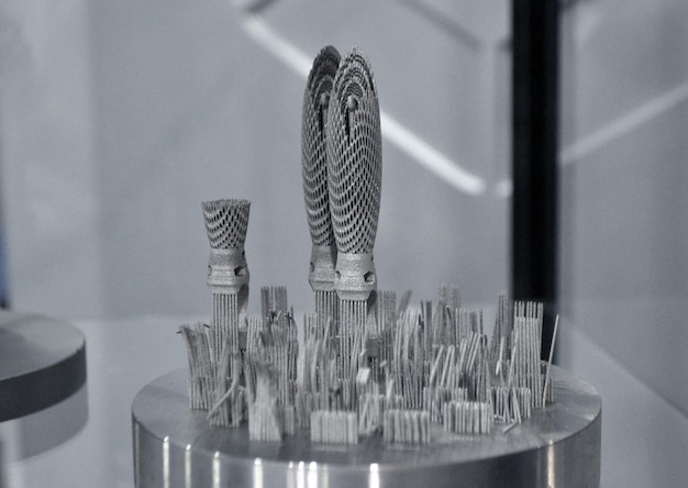 Object printed on metal 3d printer closeup