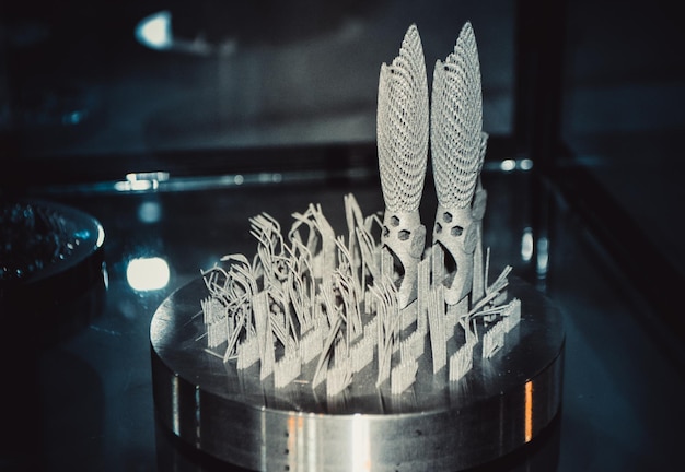 Object printed on metal 3d printer closeup