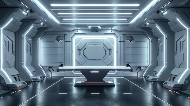 obotic virtual stage for esport with table on center white color