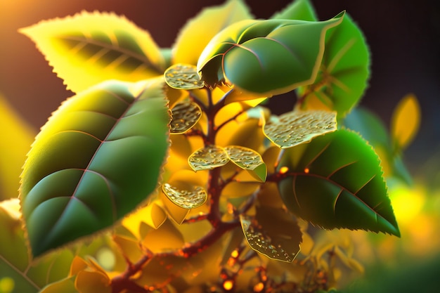 Observe the intricate process of photosynthesis converting sunlight into energy for plant growth