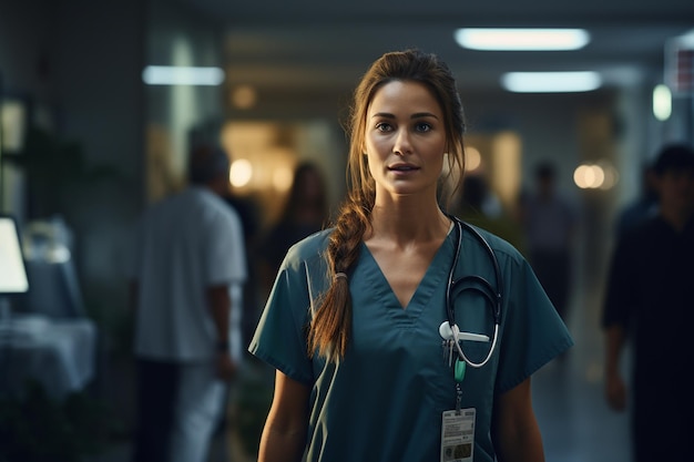 Observing Female Nurse in a Scene Generative Ai