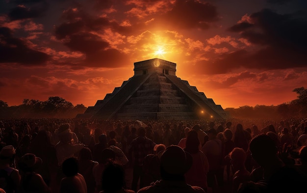 Observing a Mayan Solar Eclipse Ceremony Generative AI