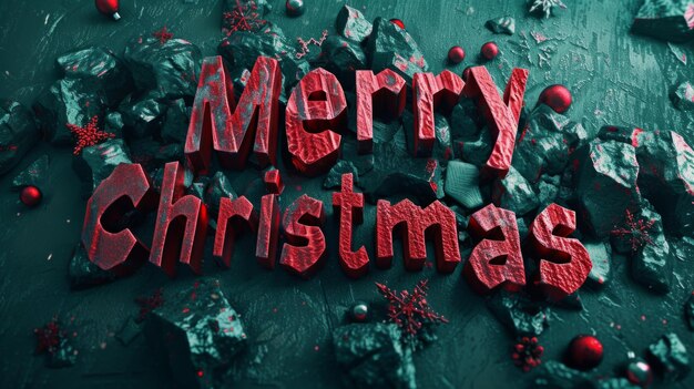 Foto poster artistico orizzontale creativo di obsidian stone merry christmas concept