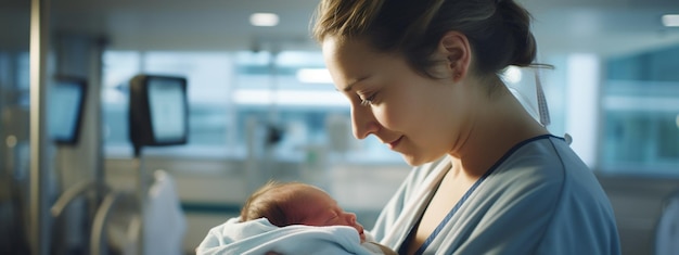 Photo an obstetrician holds a newborn baby in his hands