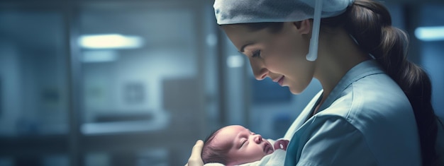 an obstetrician holds a newborn baby in his hands