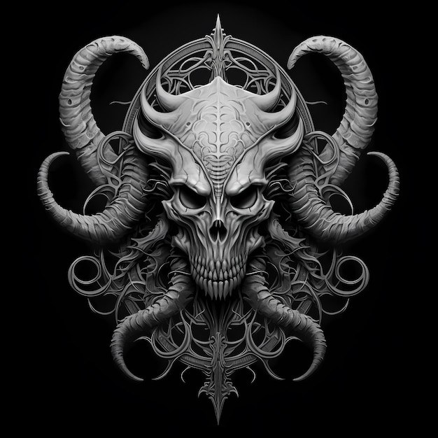 Foto l'occulto tshirt tatuaggio design illustrazione arte oscura isolato su sfondo nero