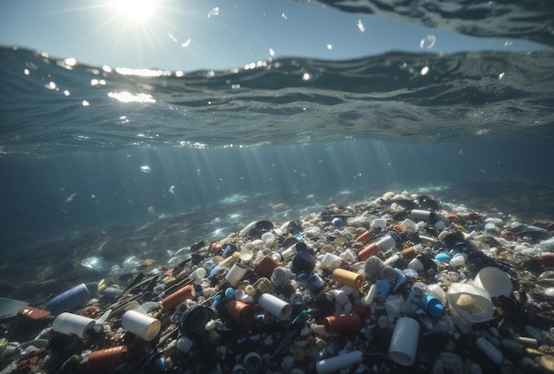 Oceaanvervuiling plastic afval in het water