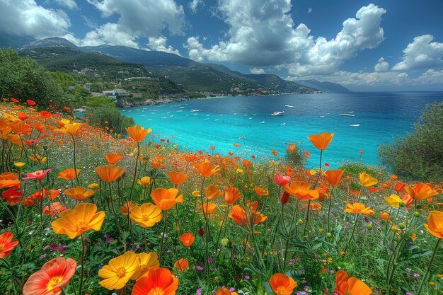 Foto paesaggio di spiaggia oceano paesaggio marino natura fotografia professionale