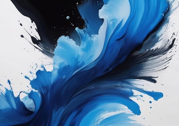 Ocean Blue and Black water color splash on White abstract background