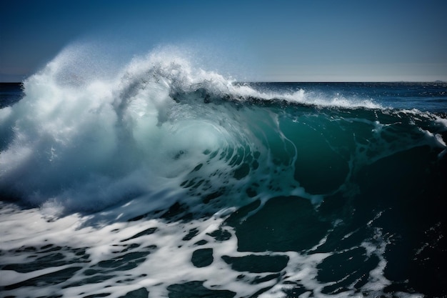 Ocean blue crash water nature surfing liquid cool wave sea Generative AI
