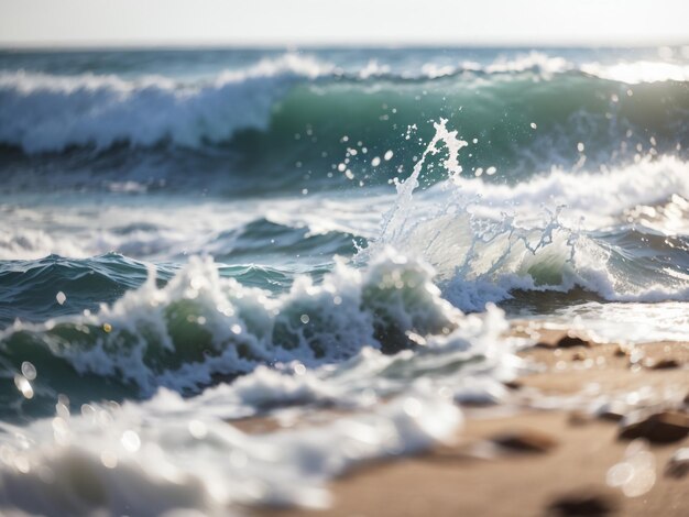 Foto l'oceano si rompe sulla riva