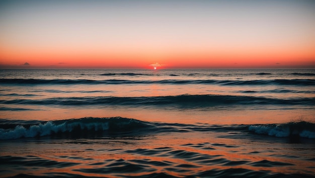 Ocean coast waves sunset Generative AI