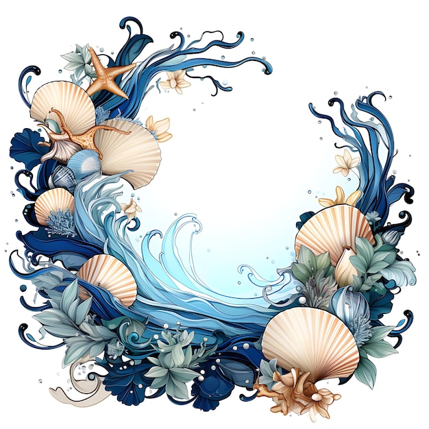 Photo ocean conservation earth hour frame shaped like ocean waves clipart captivating artwork design