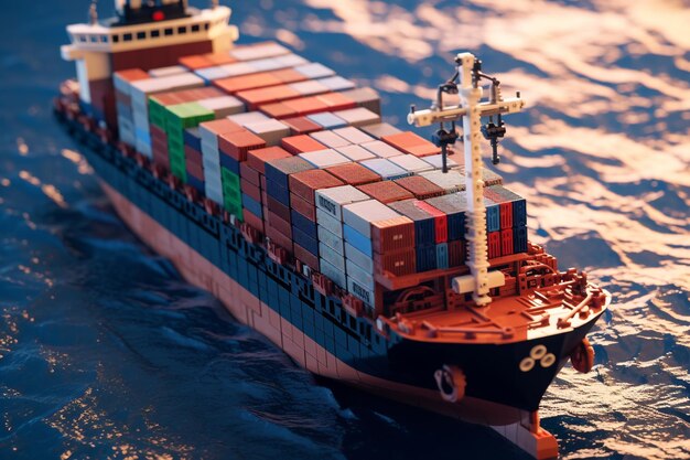 Фото Океанское контейнерное судно контейнерное судно или грузовое судоходство бизнес логистический импорт и экспорт грузов