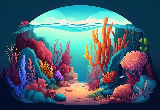 Ocean coral reef underwater Sea world under water background