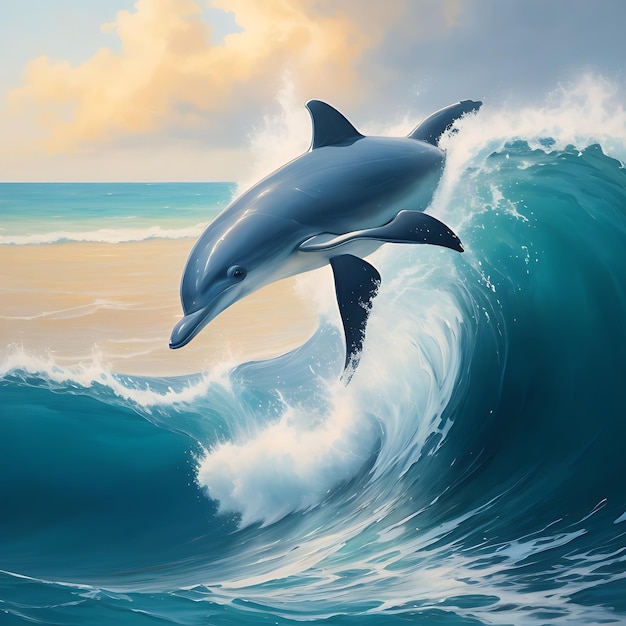 Ocean Dolphin Oil Painting