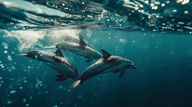 In the ocean dolphins swimming Generative AI