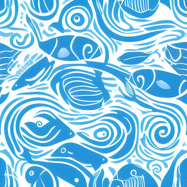 Ocean draw abstract background underwater random element pattern design