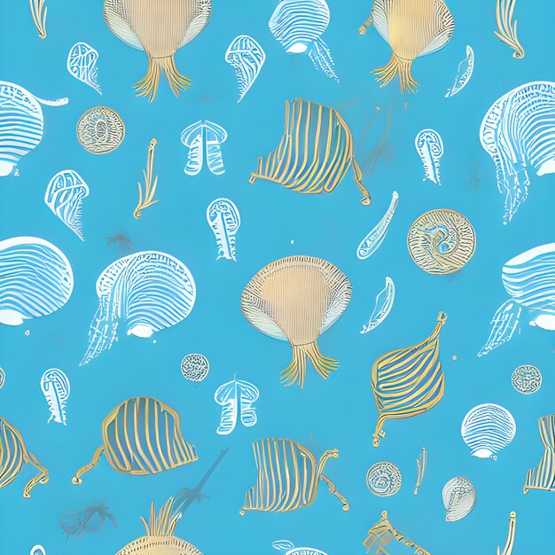 Ocean draw random background underwater abstract element pattern design