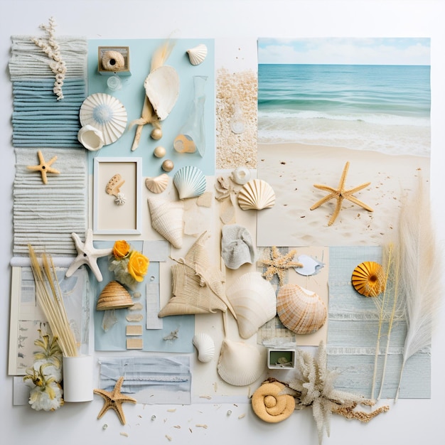 Ocean Dreams Seaside Moodboard с прибрежными элементами