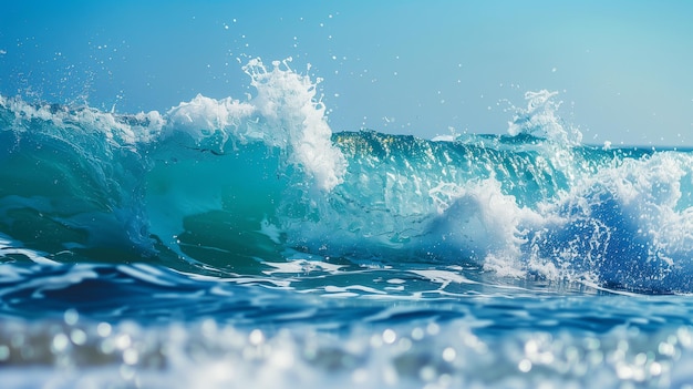 Photo ocean energy crashing waves with vibrant blue hue