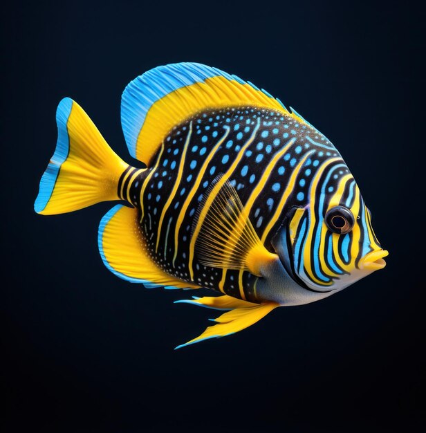 Photo an ocean fish has a black blue and yellow background i