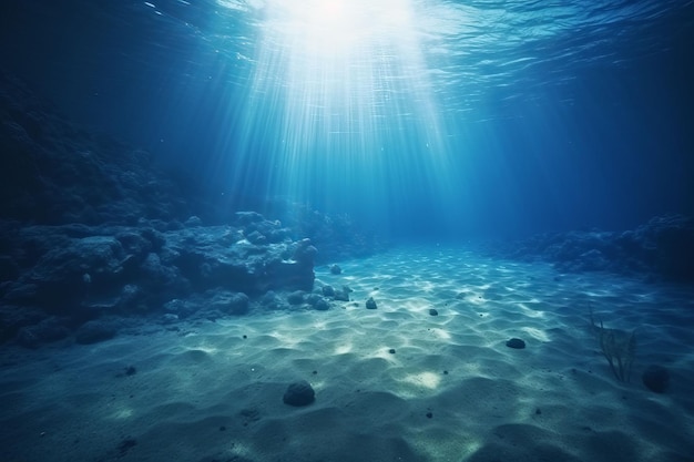 海底は水色の水で覆われています。