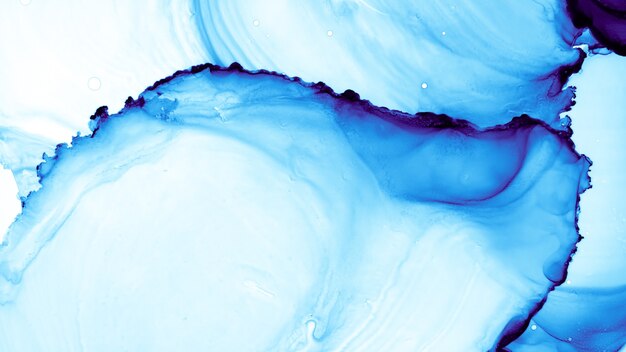 Ocean Fluid. Cyan Delicate Pattern. Deep Digital Landscape. Navy Contemporary Illustration. Ocean Fluid. Indigo Blue Background. Ethereal Sea. Liquid Watercolor Alcohol Ink.