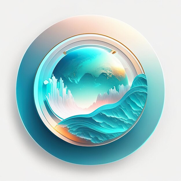 Ocean futuristic round logo with soft colors generative ai