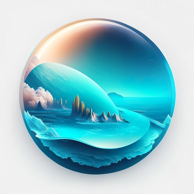 Ocean futuristic round logo with soft colors Generative AI