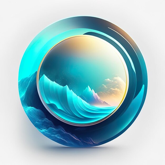 Ocean futuristic round logo with soft colors Generative AI