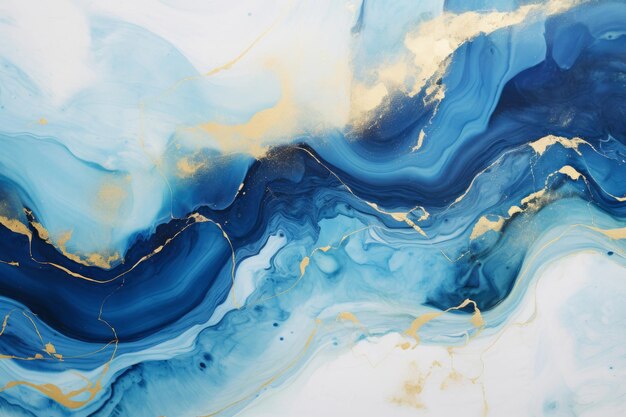 Ocean inspired luxury art with blue and gold