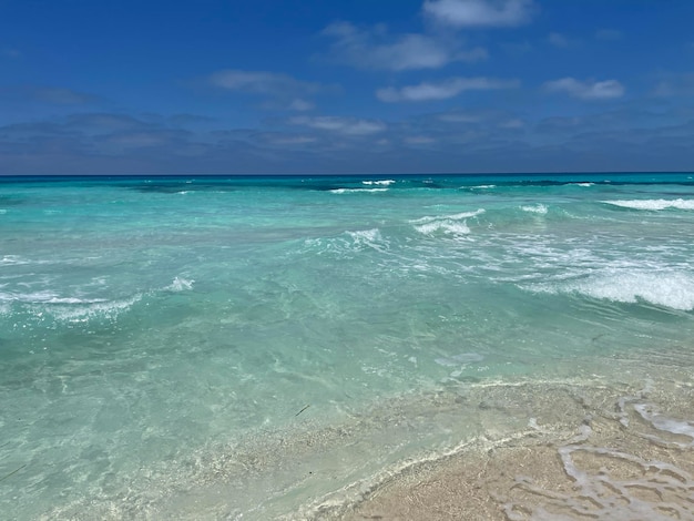 Foto l'oceano è blu e verde