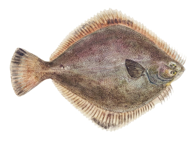 Ocean life flounder fish png vintage clipart illustratie