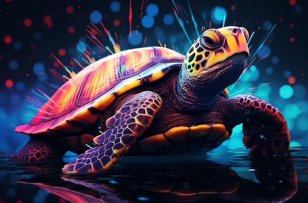 Ocean Odyssey A Captivating Paint Splash Sea Turtle Painting
