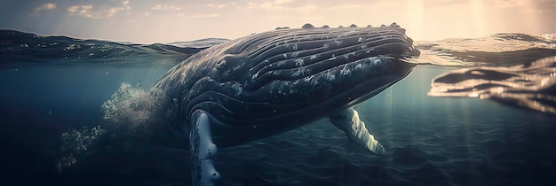 Ocean's Gentle Giants 장엄한 고래의 아름다운 사진 Generative AI