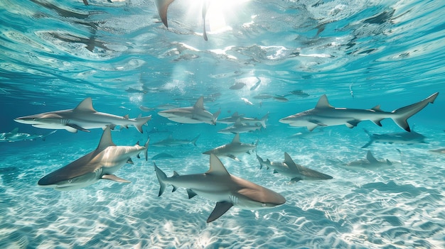 Ocean school of shark