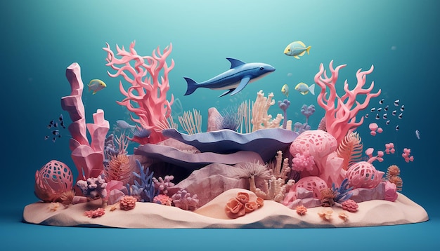 ocean sealife theme by ptz in the style of advertisinginspired charming illustrations