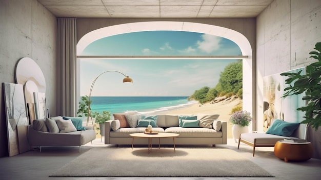 Ocean See Living Room 샤프 내부 부품 구성 기초 크리에이티브 리소스 AI 생성