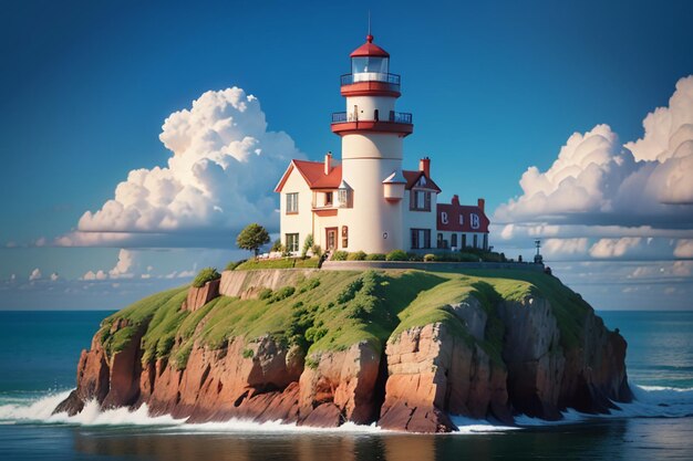 Ocean signal light indicates route lighthouse building protection ship wallpaper background