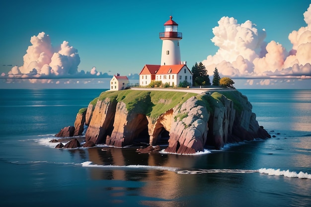 Ocean signal light indicates route lighthouse building protection ship wallpaper background