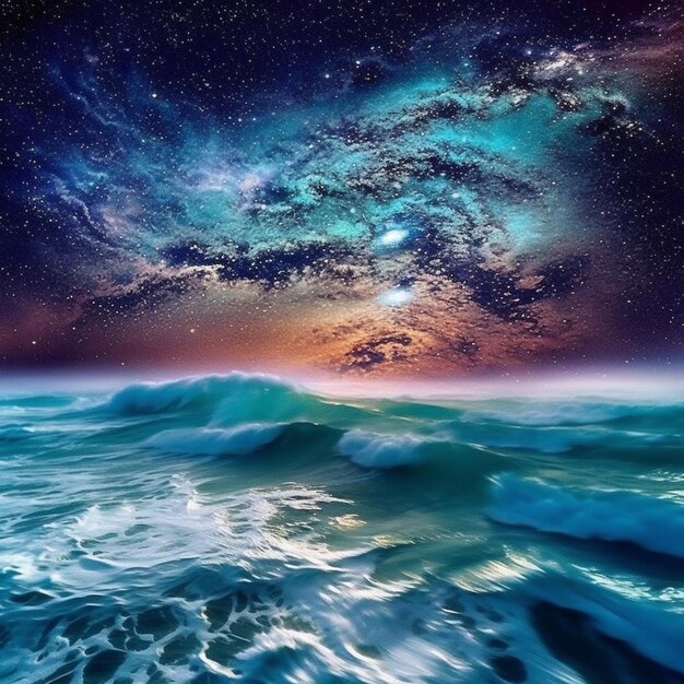 Foto l'oceano e le stelle